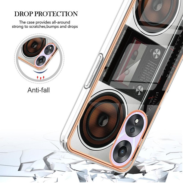 For OPPO A78 / A58 Electroplating Marble Dual-side IMD Phone Case(Retro Radio)