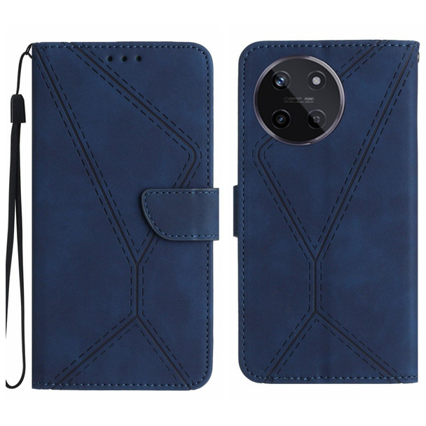 For Realme 11 4G Global Stitching Embossed Leatherette Phone Case(Blue)