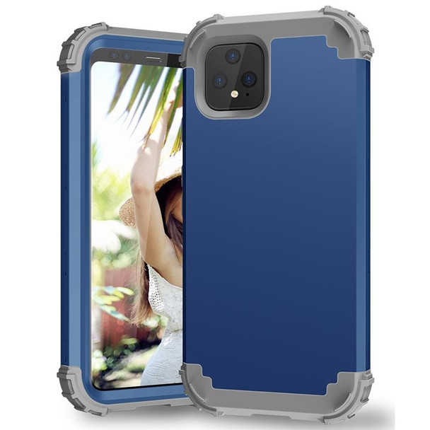 Google Pixel 4 3 in 1 Shockproof PC + Silicone Protective Case(Navy Blue + Grey)