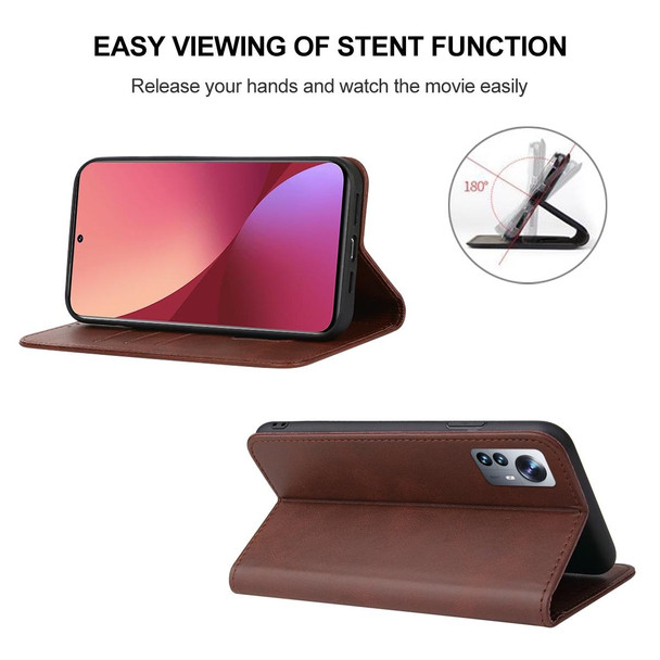 For Xiaomi 12 Pro Magnetic Closure Leather Phone Case(Brown)