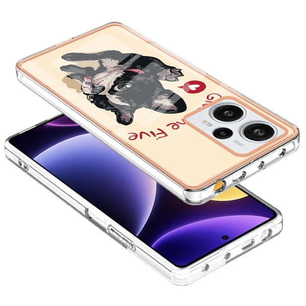 For Xiaomi Poco F5 / Redmi Note 12 Turbo Electroplating Marble Dual-side IMD Phone Case(Lucky Dog)