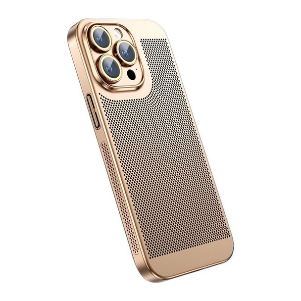 For iPhone 12 Pro Max Ice Sense Heat Dissipation Electroplating PC Phone Case(Champagne Gold)