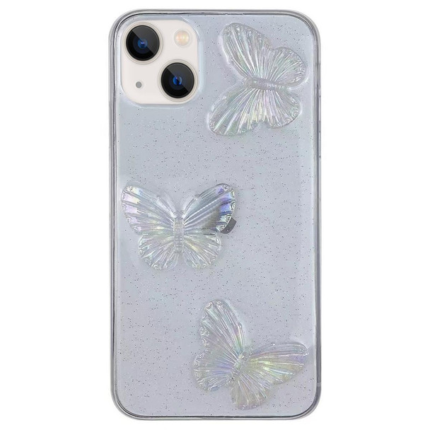 For iPhone 15 Clear Crystal Butterflies TPU Phone Case(Transparent)