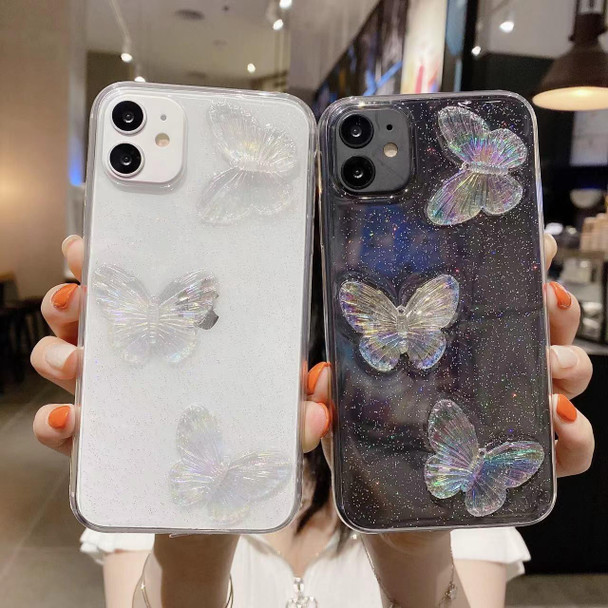 For iPhone 15 Pro Clear Crystal Butterflies TPU Phone Case(Transparent)