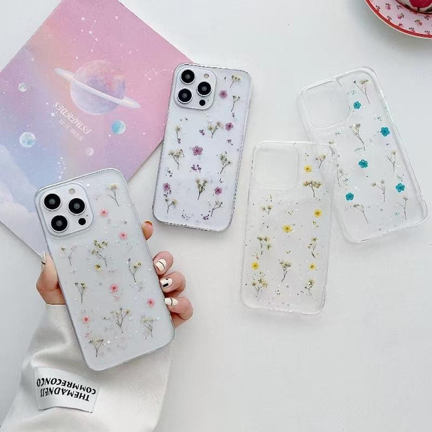 For iPhone 15 Gypsophila Flowers Pattern TPU Protective Phone Case(Pink)