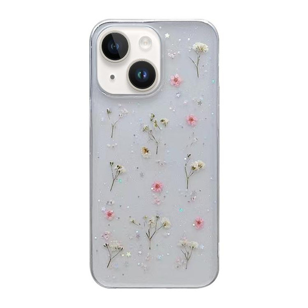 For iPhone 15 Gypsophila Flowers Pattern TPU Protective Phone Case(Pink)