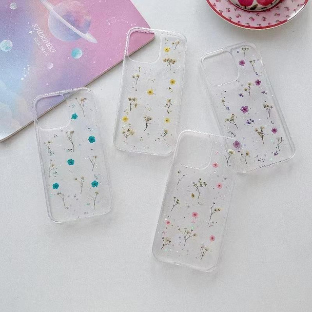 For iPhone 15 Pro Max Gypsophila Flowers Pattern TPU Protective Phone Case(Purple)