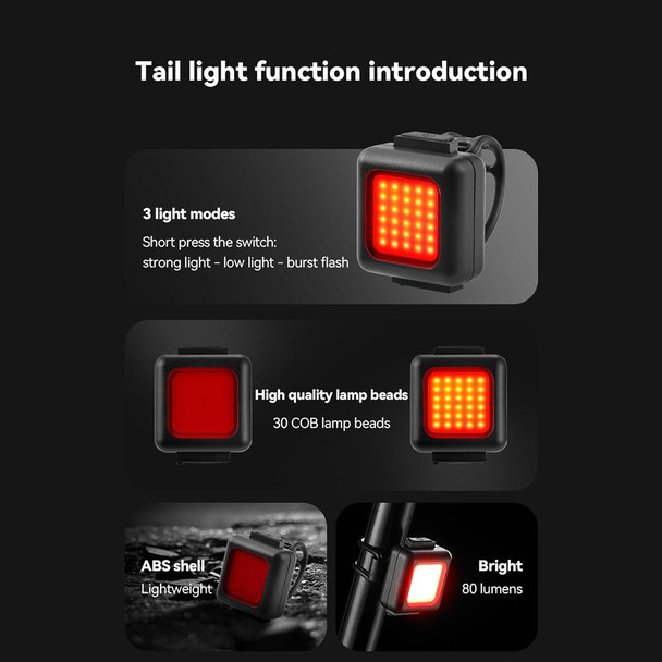 COB Lamp Beads Mini Mountain Bike Light USB Rechargeable Cycling Waterproof MTB Road Bike Lamp, Color: White Headlight+Red Taillight