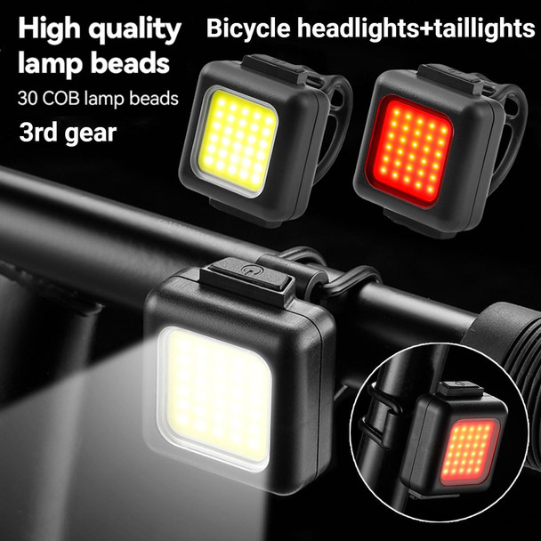 COB Lamp Beads Mini Mountain Bike Light USB Rechargeable Cycling Waterproof MTB Road Bike Lamp, Color: White Headlight