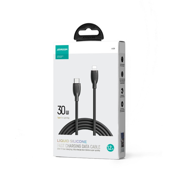 JOYROOM SA29-CL3 30W USB-C/Type-C to 8 Pin Liquid Silicone Fast Charging Data Cable, Length: 1.2m(Black)