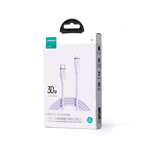 JOYROOM SA29-CL3 30W USB-C/Type-C to 8 Pin Liquid Silicone Fast Charging Data Cable, Length: 1.2m(Purple)