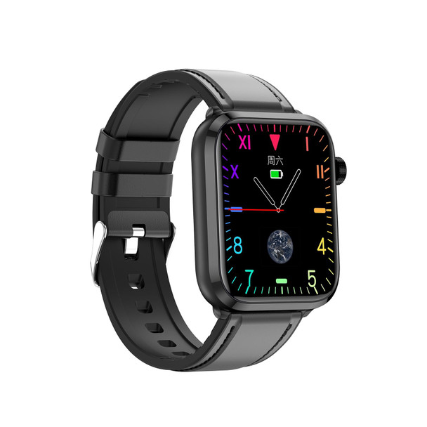 ET210 1.91 inch IPS Screen IP67 Waterproof Leatherette Band Smart Watch, Support Body Temperature Monitoring / ECG (Black)