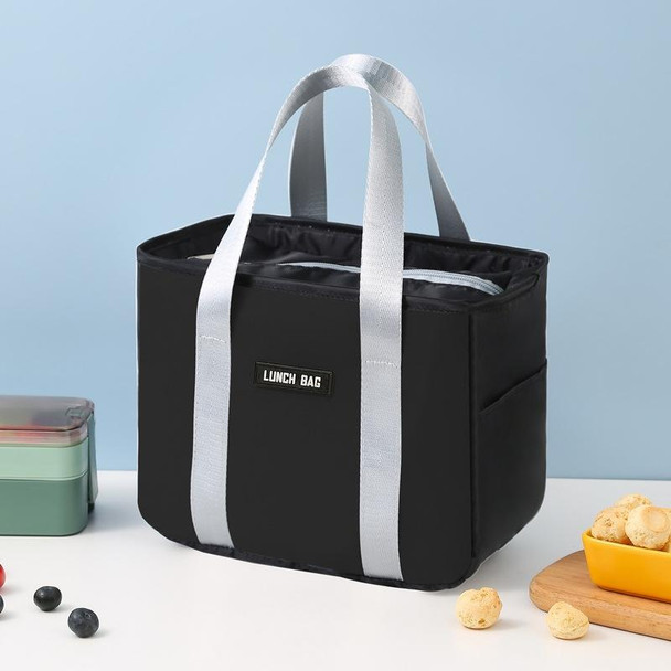 Portable Insulation Bag Waterproof Small Meal Bag Aluminum Foil Thickened Lunch Bag(Black)