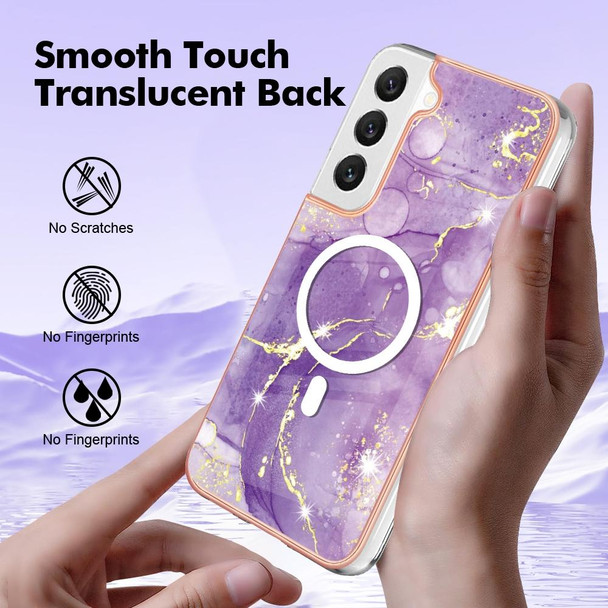 For Samsung Galaxy S22+ 5G Marble Pattern Dual-side IMD Magsafe TPU Phone Case(Purple 002)