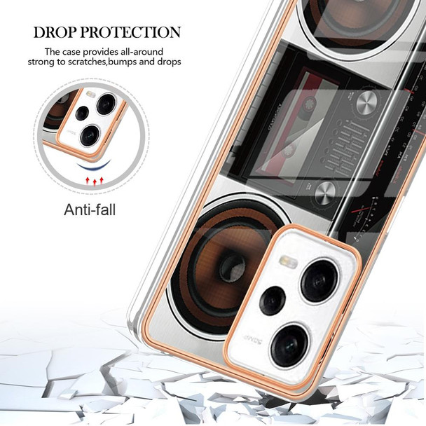 For Xiaomi Redmi Note 12 Pro 5G Global Electroplating Marble Dual-side IMD Phone Case(Retro Radio)