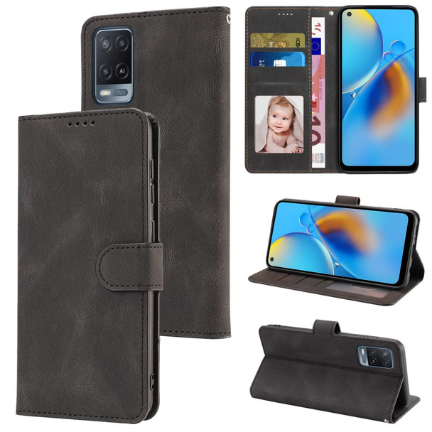 For Oppo A54 4G / A54s / A55 / A55 5G / A55s 5G / A16 / A16s / A53s 5G / A56 5G Phone Case PU Leather Wallet Stand Cover - Black