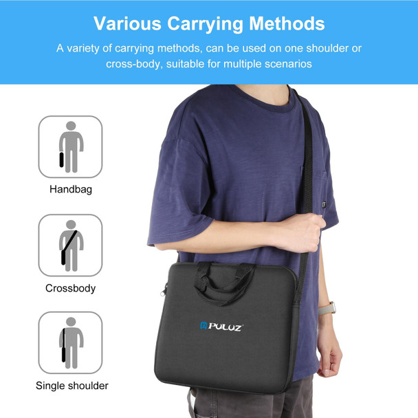 PULUZ 14 inch Ring LED Lights Portable Zipper Storage Bag Shoulder Handbags, Size: 43cm x 38cm x 3cm (Black)