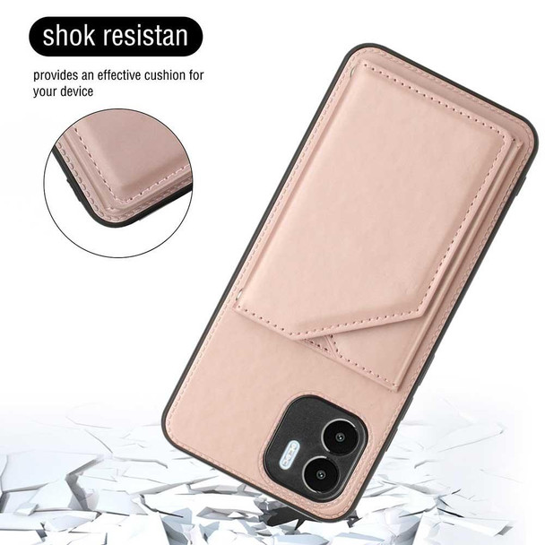 For Xiaomi Redmi A1 / A2 4G Skin Feel PU + TPU + PC Card Slots Phone Case(Rose Gold)