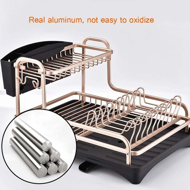 Double-layer Space Aluminum Dish Rack Kitchen Drain Rack