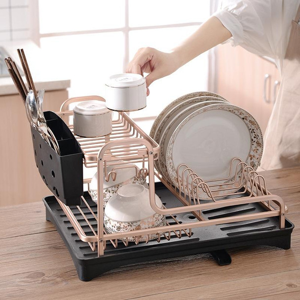 Double-layer Space Aluminum Dish Rack Kitchen Drain Rack