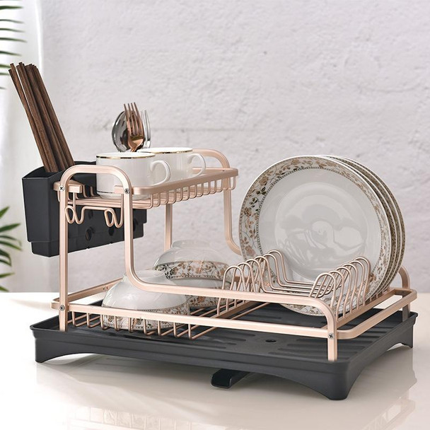 Double-layer Space Aluminum Dish Rack Kitchen Drain Rack