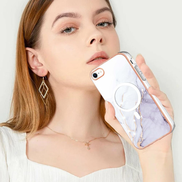 For iPhone 8 / SE 2022 / 2020 Marble Pattern Dual-side IMD Magsafe TPU Phone Case(White 006)