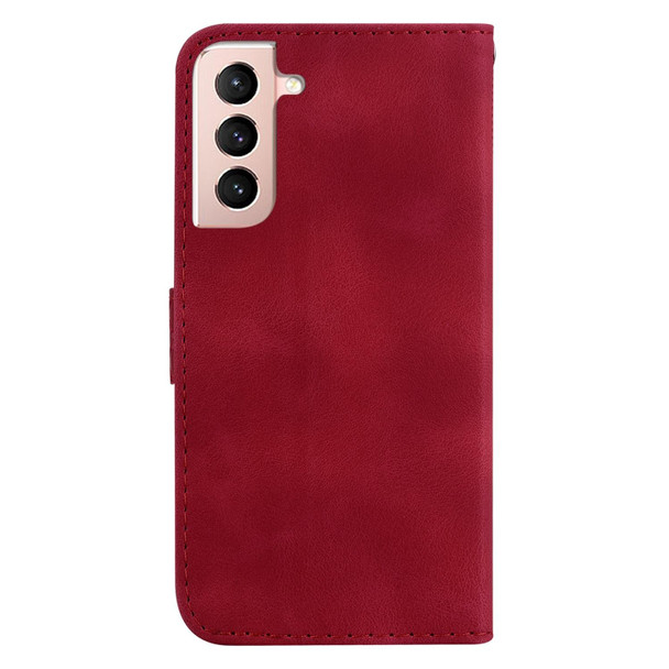 For Samsung Galaxy S21 5G 7-shaped Embossed Leatherette Phone Case(Red)