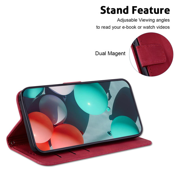 For Xiaomi 12 Pro 7-shaped Embossed Leather Phone Case(Red)