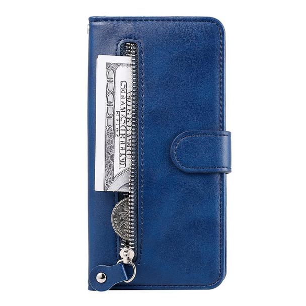 For OPPO Reno10 5G / Reno10 Pro 5G Global Fashion Calf Texture Zipper Leatherette Phone Case(Blue)