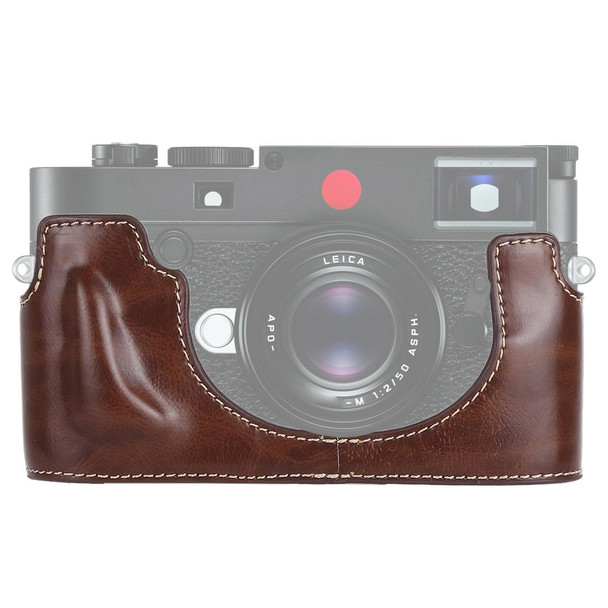 1/4 inch Thread PU Leatherette Camera Half Case Base for Leica M10 (Coffee)