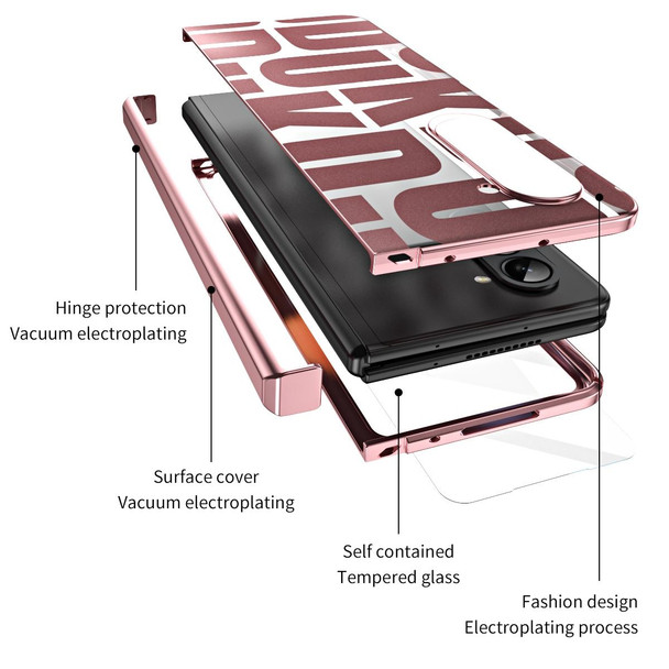 For Samsung Galaxy Z Fold5 Integrated Electroplating Folding Phone Case with Hinge(Rose Gold)