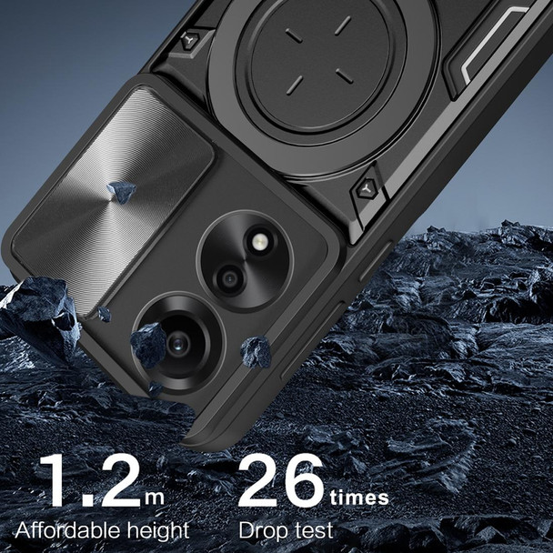 For OPPO A78 4G CD Texture Sliding Camshield Magnetic Holder Phone Case(Purple)