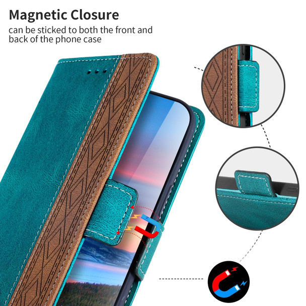 For Samsung Galaxy A25 5G / A24 4G Stitching Side-Magnetic RFID Leatherette Phone Case(Dark Green)
