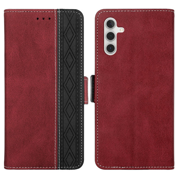 For Samsung Galaxy A25 5G / A24 4G Stitching Side-Magnetic RFID Leatherette Phone Case(Red)