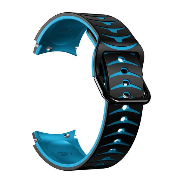 For Samsung Galaxy Watch 6 Classic 47mm Curved Texture Silicone Watch Band(Black+Blue)