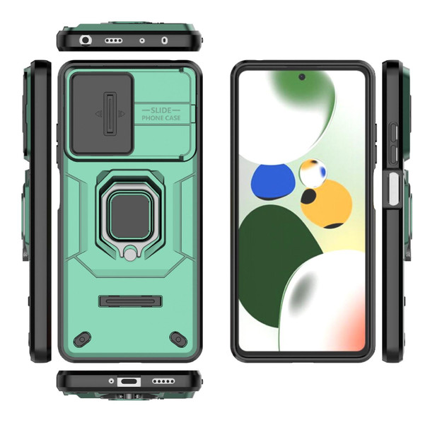 For Xiaomi Redmi Note 12 Pro 5G Global Sliding Camshield TPU + PC Shockproof Phone Case with Holder(Green)