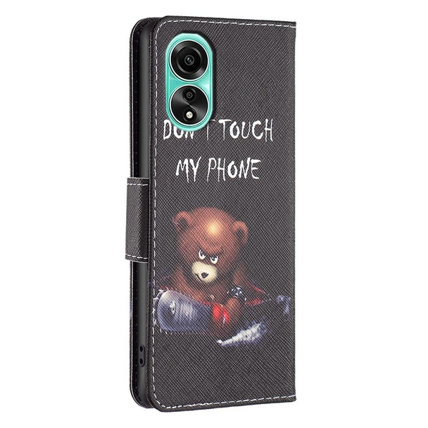 For OPPO A78 4G Colored Drawing Pattern Leatherette Phone Case(Bear)