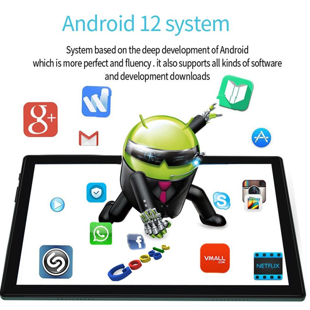 BDF P70 4G LTE Tablet PC 10.1 inch, 8GB+256GB, Android 12 MTK6762 Octa Core, Support Dual SIM, EU Plug(Silver)