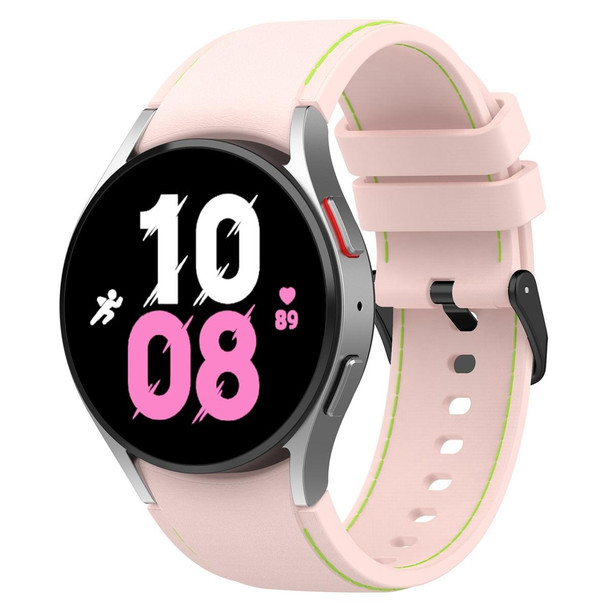 For Samsung Galaxy Watch 6 / 6 Classic Leatherette Black Buckle Silicone Watch Band, Size:S Size(Light Pink)