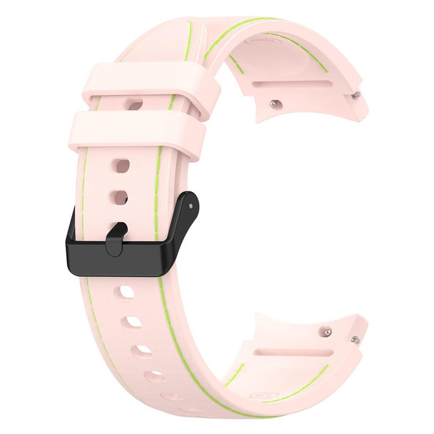 For Samsung Galaxy Watch 6 / 6 Classic Leatherette Black Buckle Silicone Watch Band, Size:S Size(Light Pink)