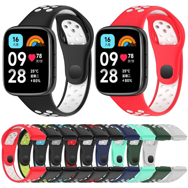 For Redmi Watch 3 Lite / Watch 3 Active Two Color Silicone Watch Band(Black White)