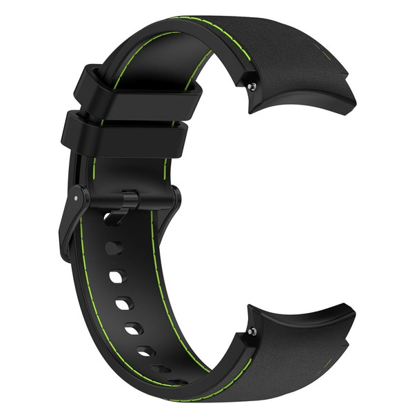 For Samsung Galaxy Watch 6 / 6 Classic Leatherette Black Buckle Silicone Watch Band, Size:L Size(Black+Green)