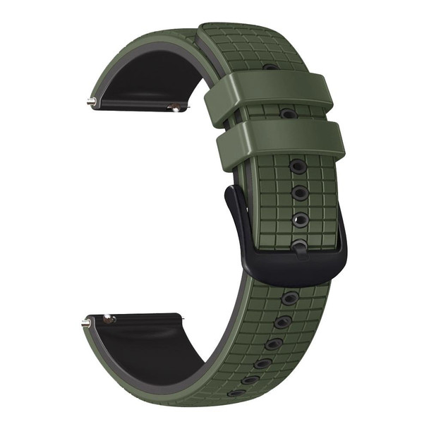 For Samsung Watch Gear S3 Classic 22mm Mesh Two Color Silicone Watch Band(Army Green Black)