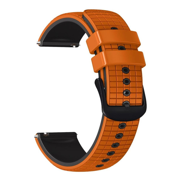 For Samsung Watch Gear S3 Frontier 22mm Mesh Two Color Silicone Watch Band(Orange Black)