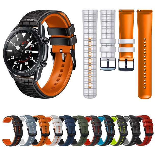 For Samsung Watch Gear S3 Frontier 22mm Mesh Two Color Silicone Watch Band(Orange Black)