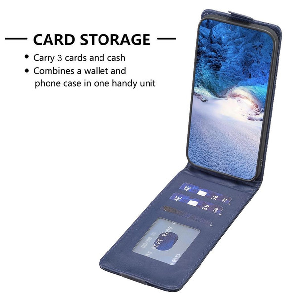 For iPhone 11 Diamond Lattice Vertical Flip Leatherette Phone Case(Blue)