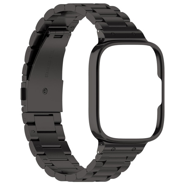 For Redmi Watch 3 Lite / Watch 3 Active 2 in 1 Three-bead Metal Watch Band with Watch Frame(Black)