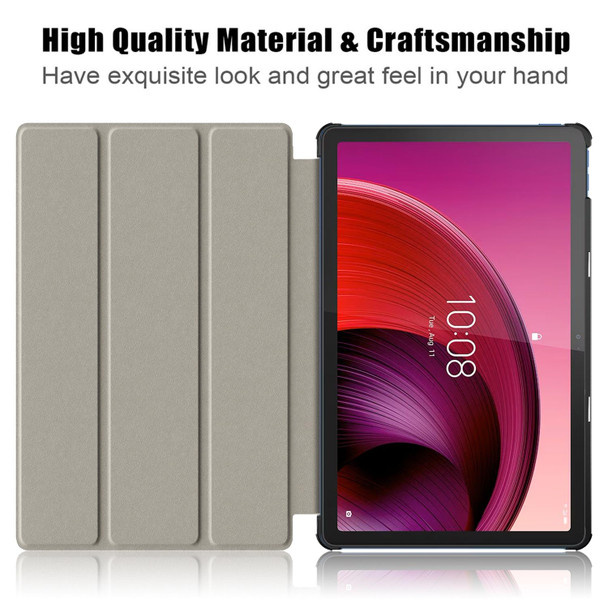 For Lenovo Tab M10 5G 10.6 3-folding Magnetic Buckle Coloured Drawing Leatherette Smart Tablet Case(Lazy Cat)