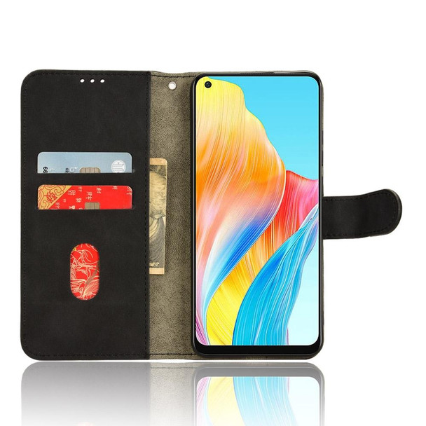 For OPPO A58 4G Skin Feel Magnetic Flip Leatherette Phone Case(Black)