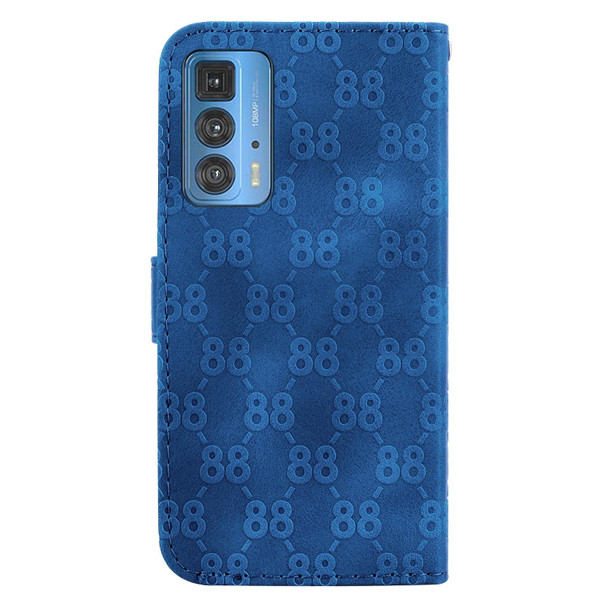 For Motorola Edge 20 Pro Double 8-shaped Embossed Leatherette Phone Case(Blue)